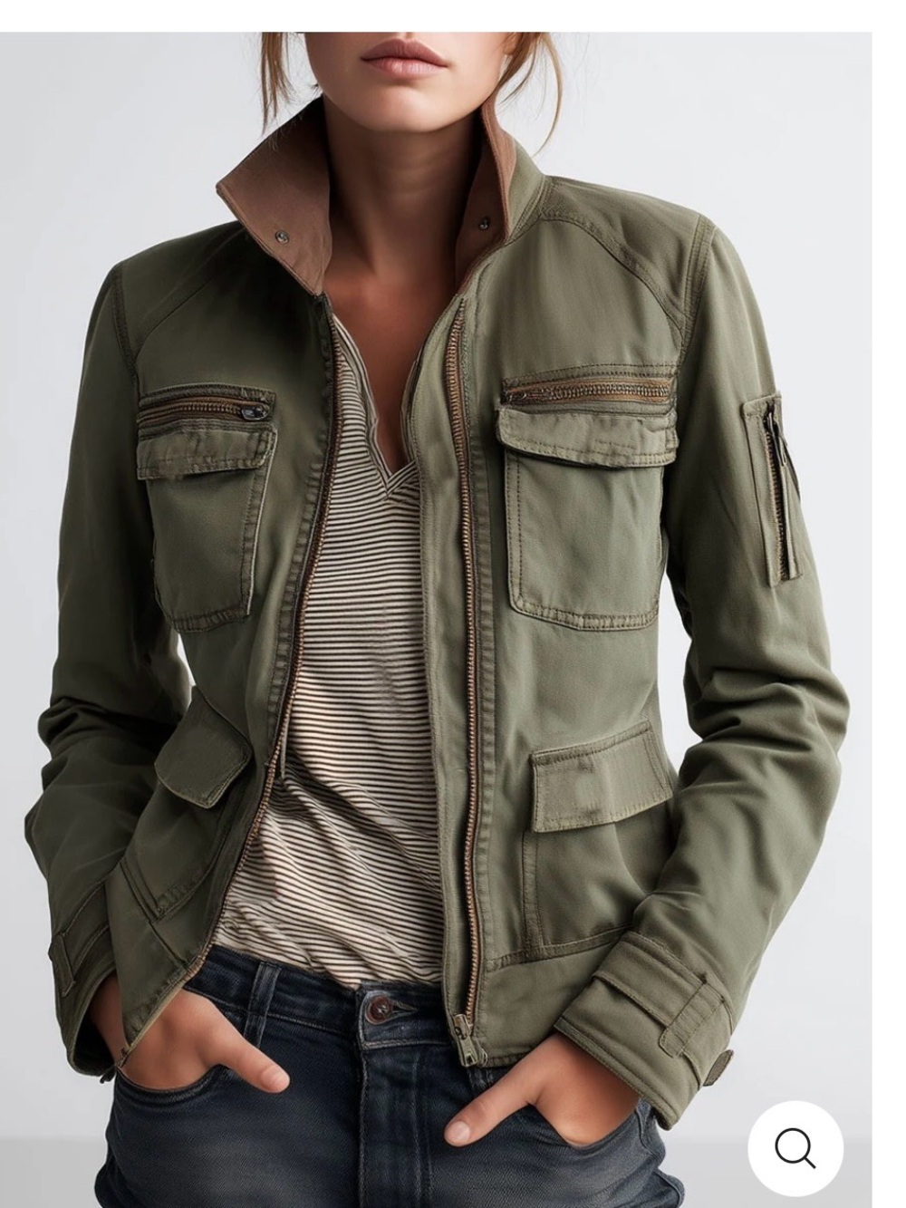 Futario Outerdoor Utility Pocket Olive Green Cargo Jacket S
